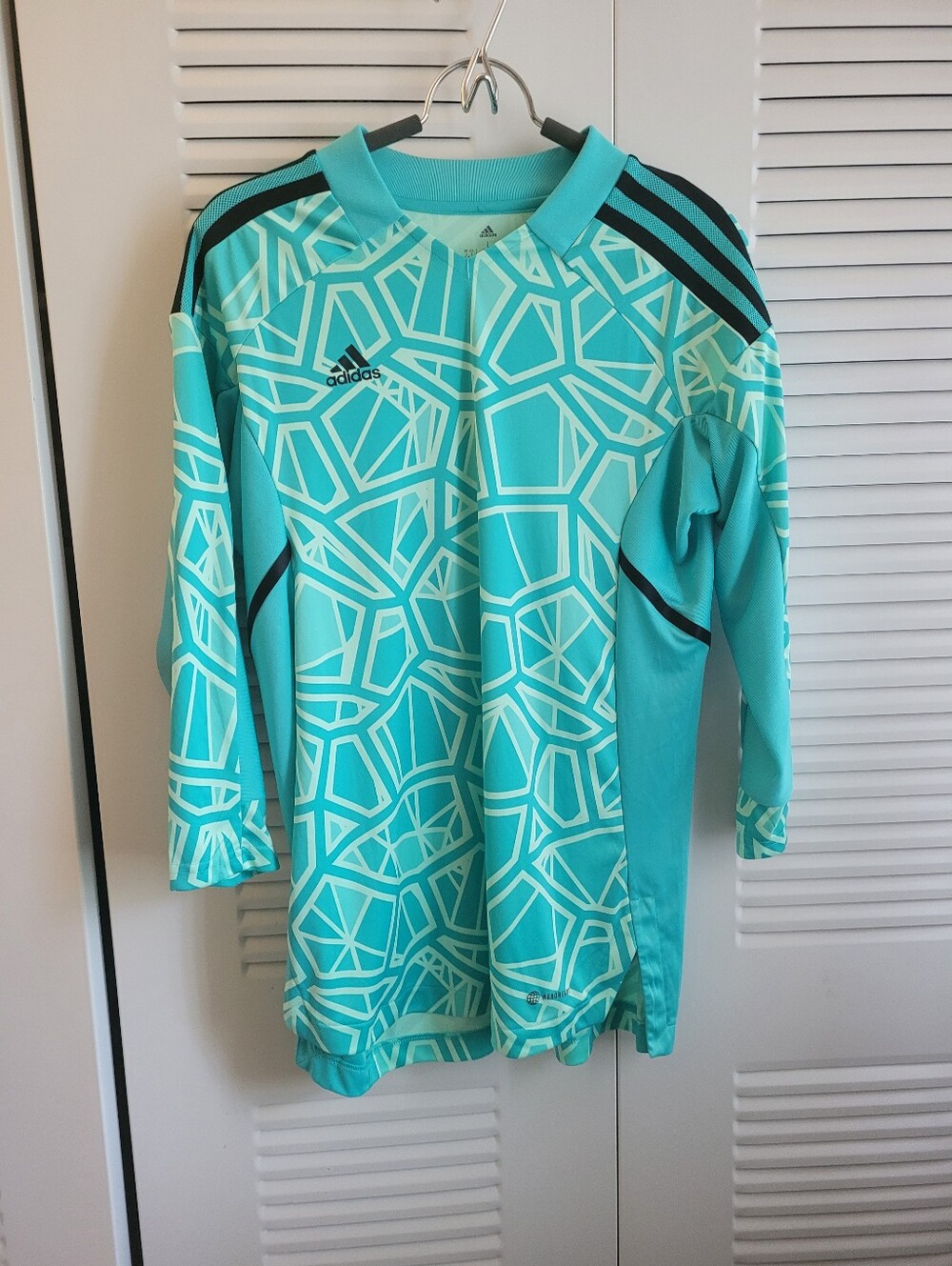 adidas Teal Geometric Long Sleeve Goalkeeper Jersey - Picture 7 of 7